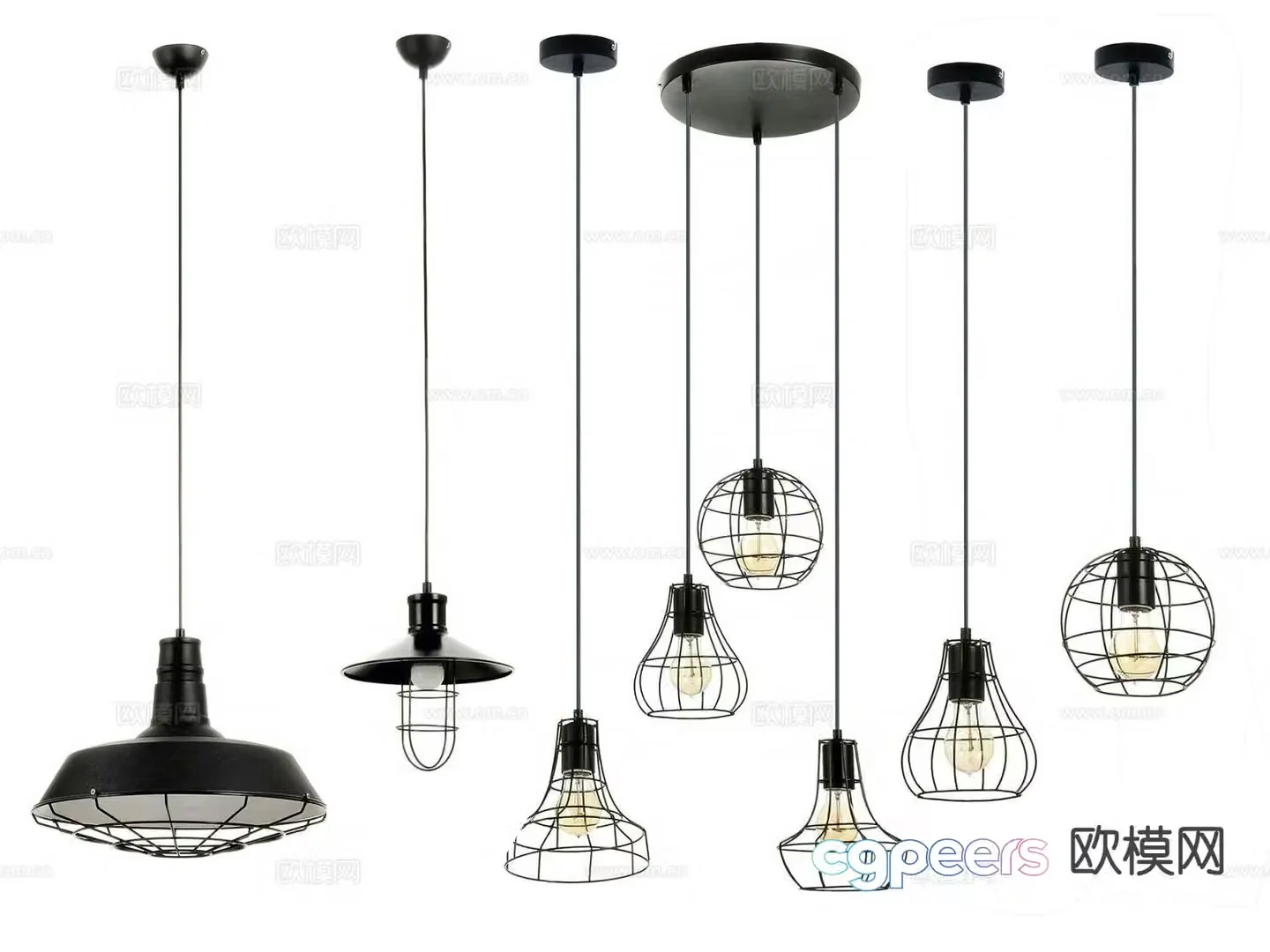 Modern iron chandelier 3d model