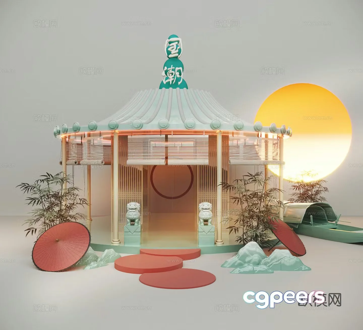 New Chinese style beautiful Chen wedding beautiful Chen Pavilion national trend beautiful Chen 3D model