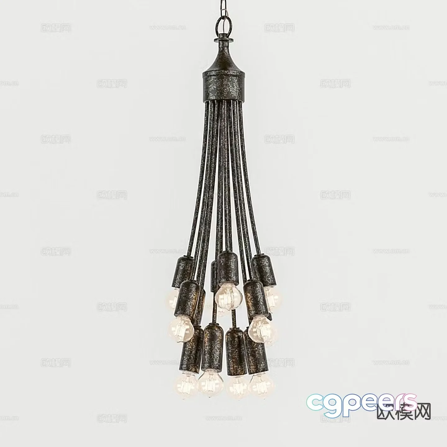 Industrial style chandelier wrought iron chandelier 3d model