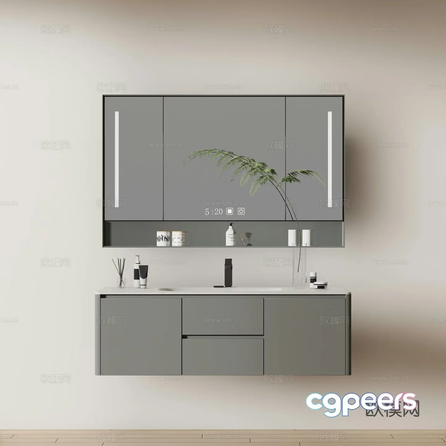 Modern basin cabinet bathroom cabinet wash cabinet mirror cabinet 3d model