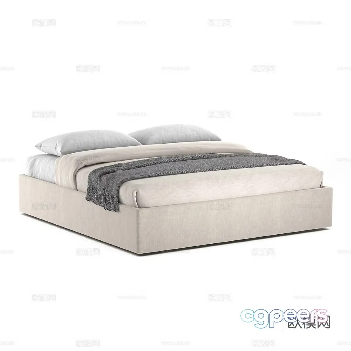 Modern simple double bed Double bed Simple bed Pillow 3D model