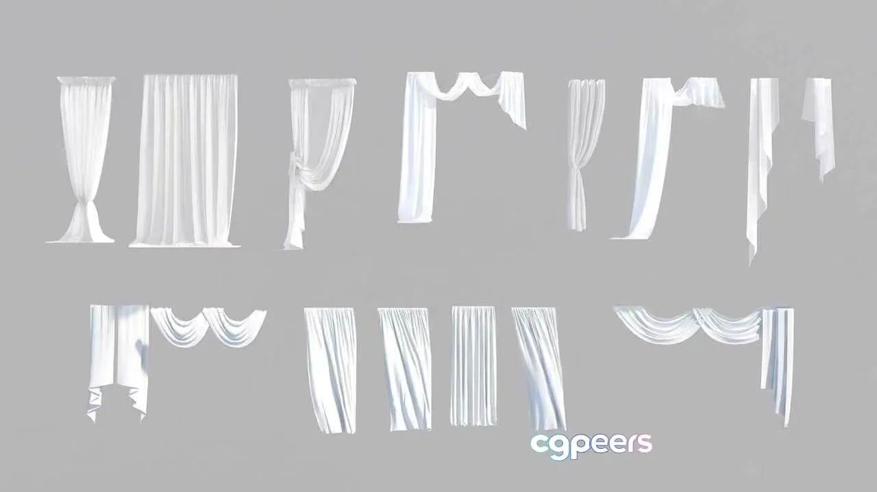 White Curtains 3D Model – 6437 – VRAY Render