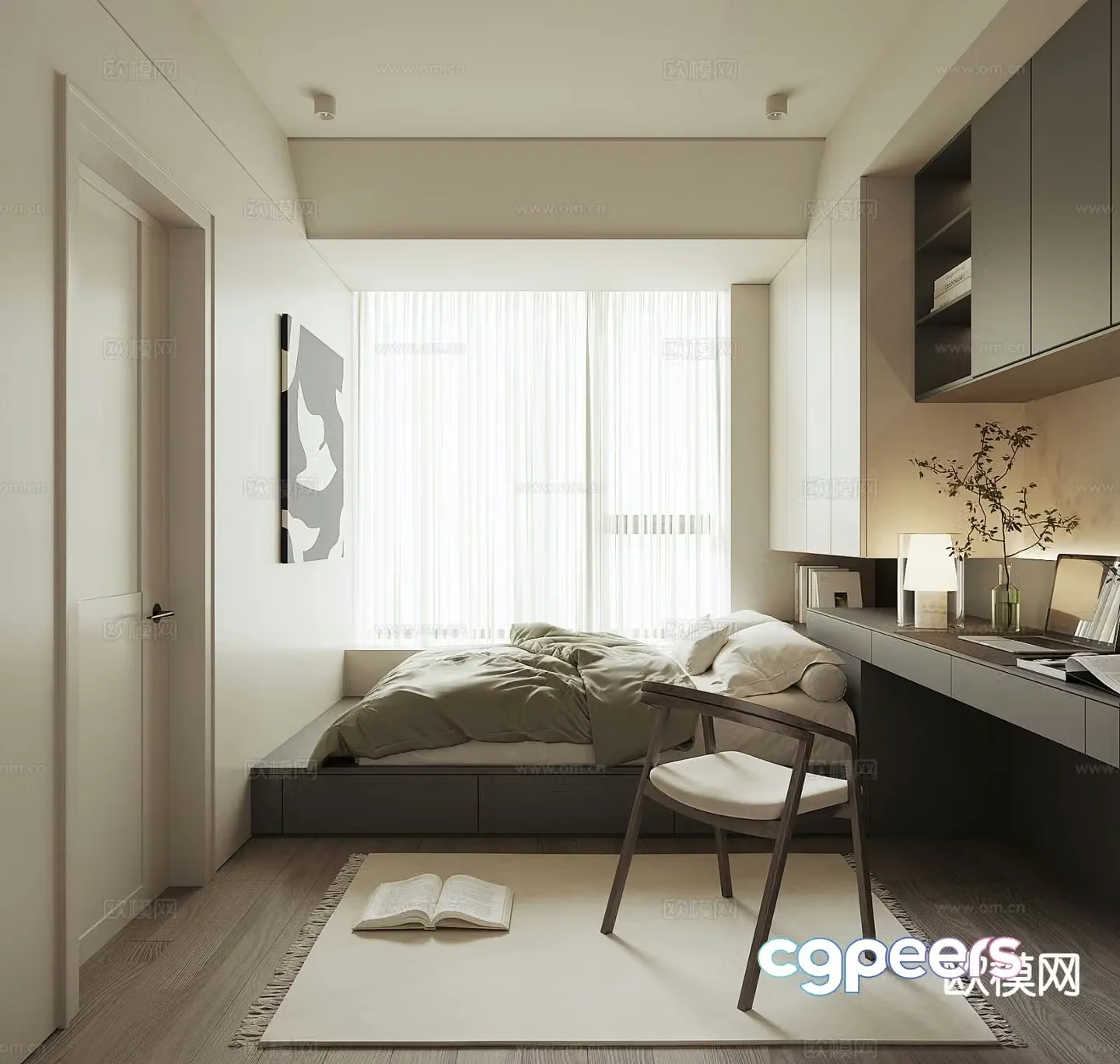 Modern tatami bedroom 3d model
