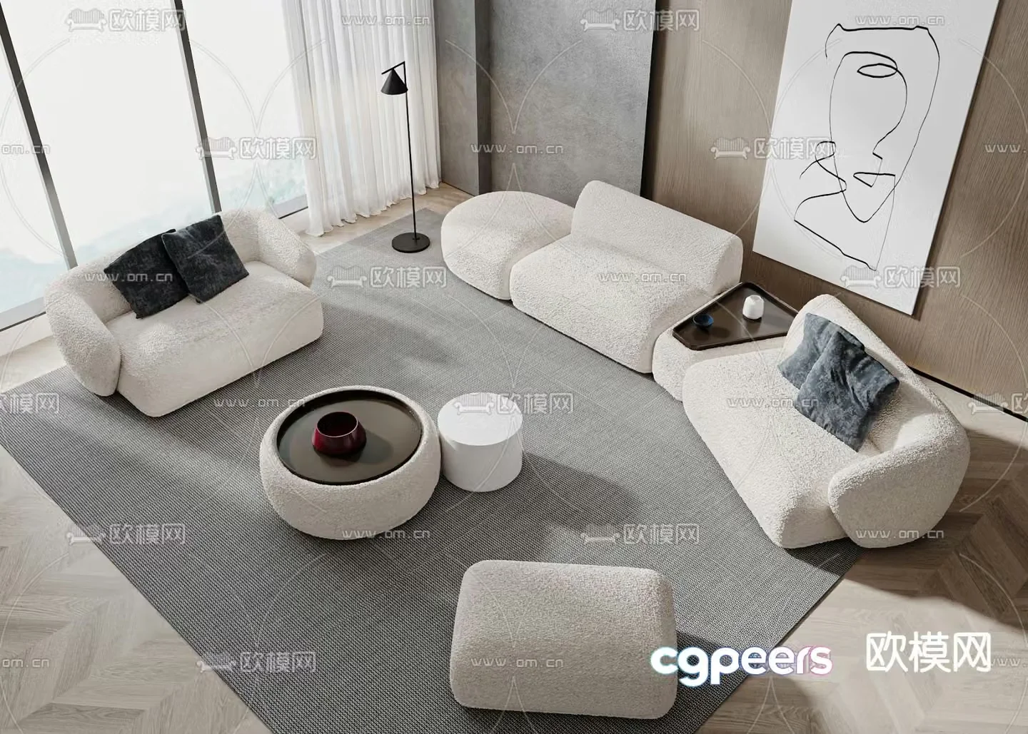 Meridiani modular sofa 3d model