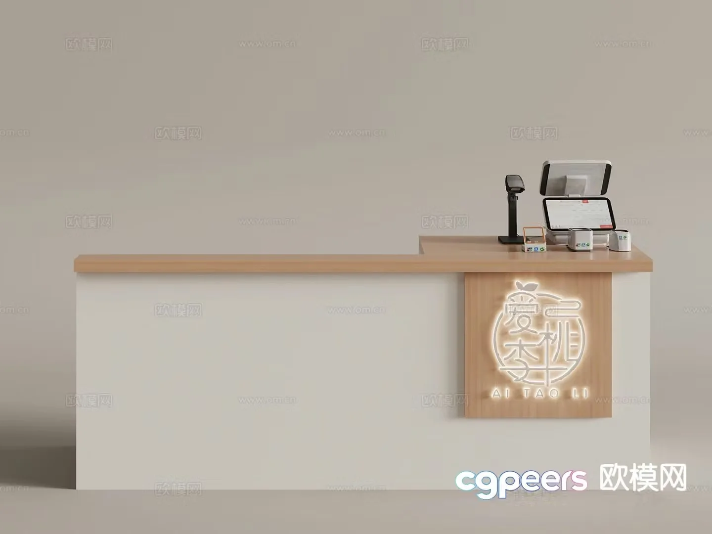 Modern service desk information desk front desk reception desk cashier 3d model