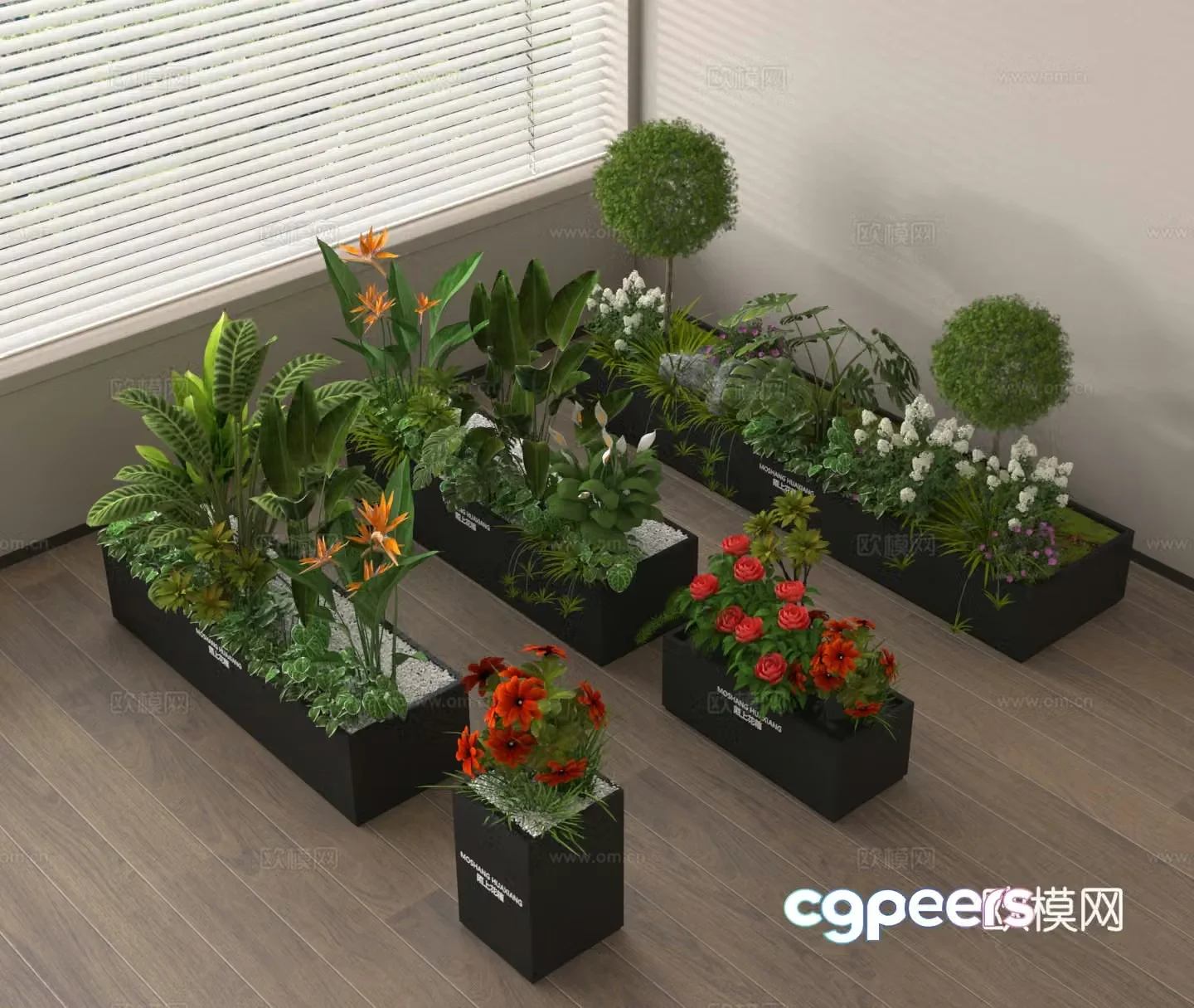 Plant flower box flower trough flower pond flower 3d model