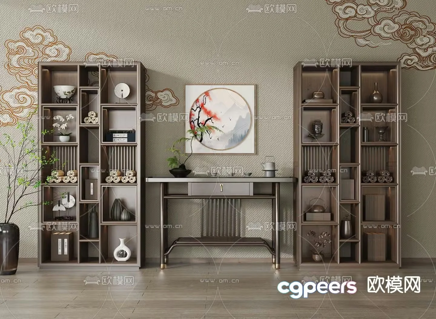 New Chinese style 3D model of Bo Gu shelf