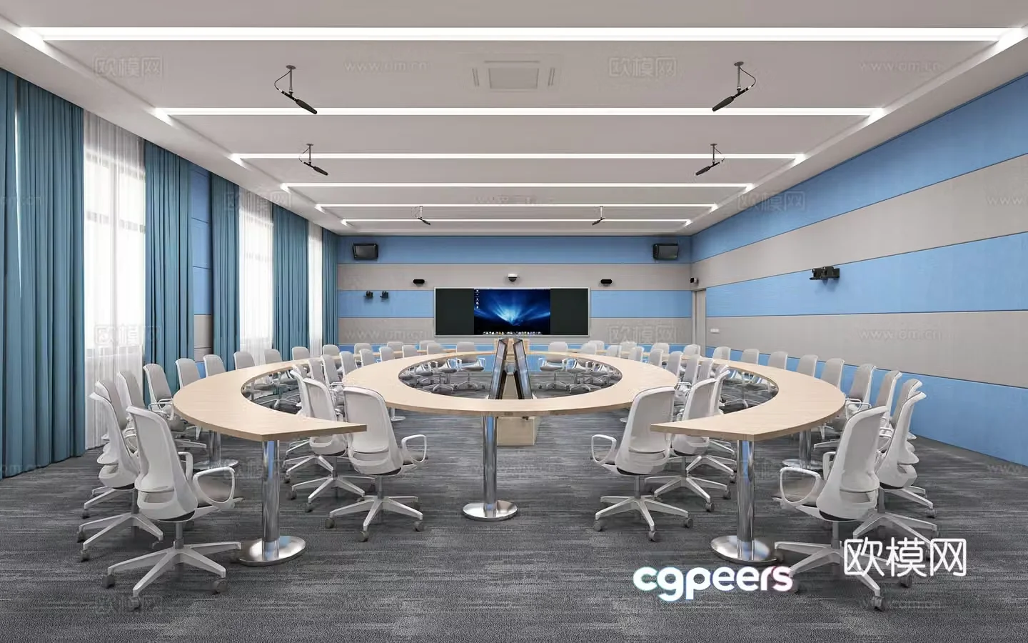 Modern smart classroom 3d model