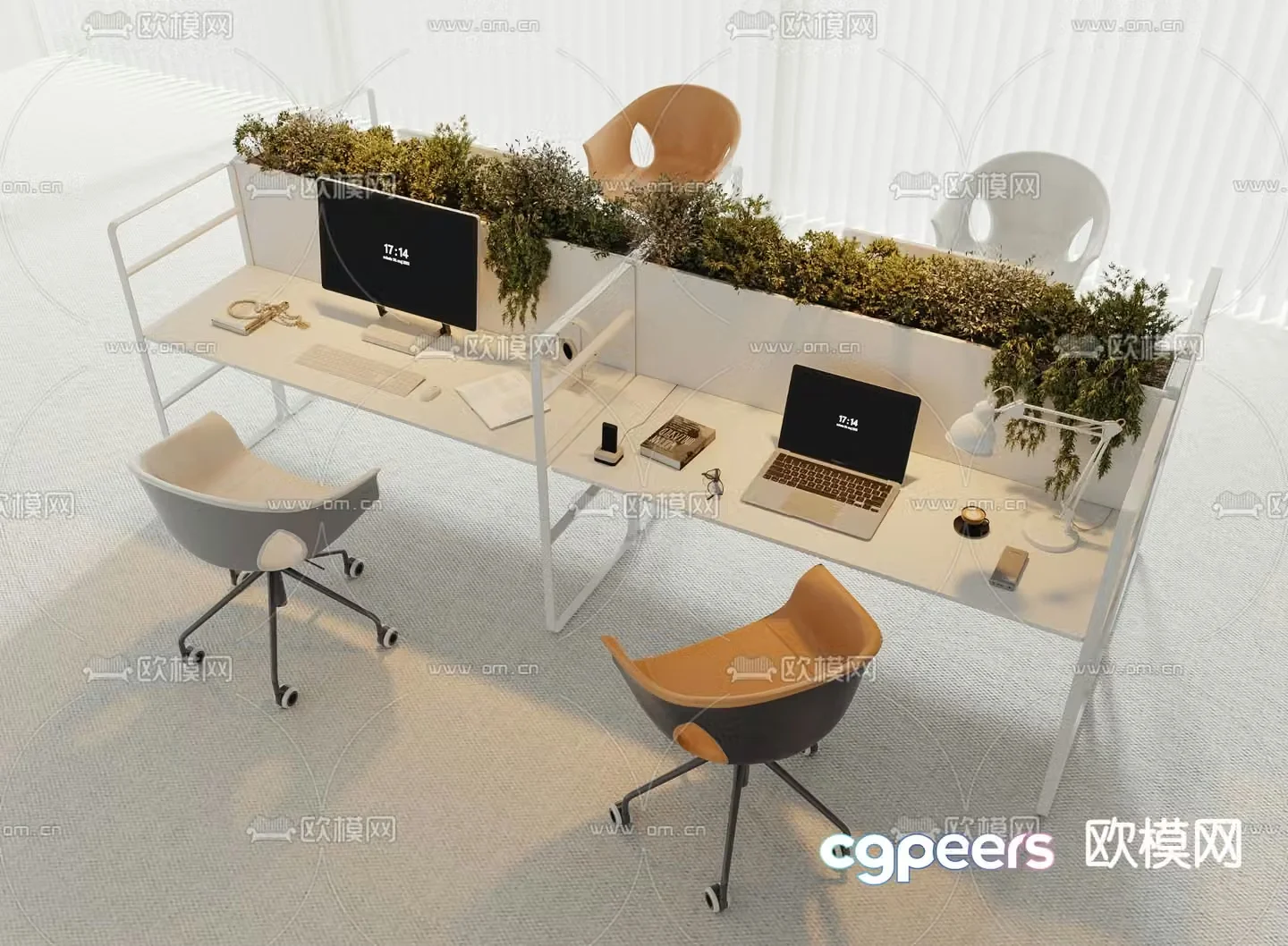 Card space desk workstation 3D model