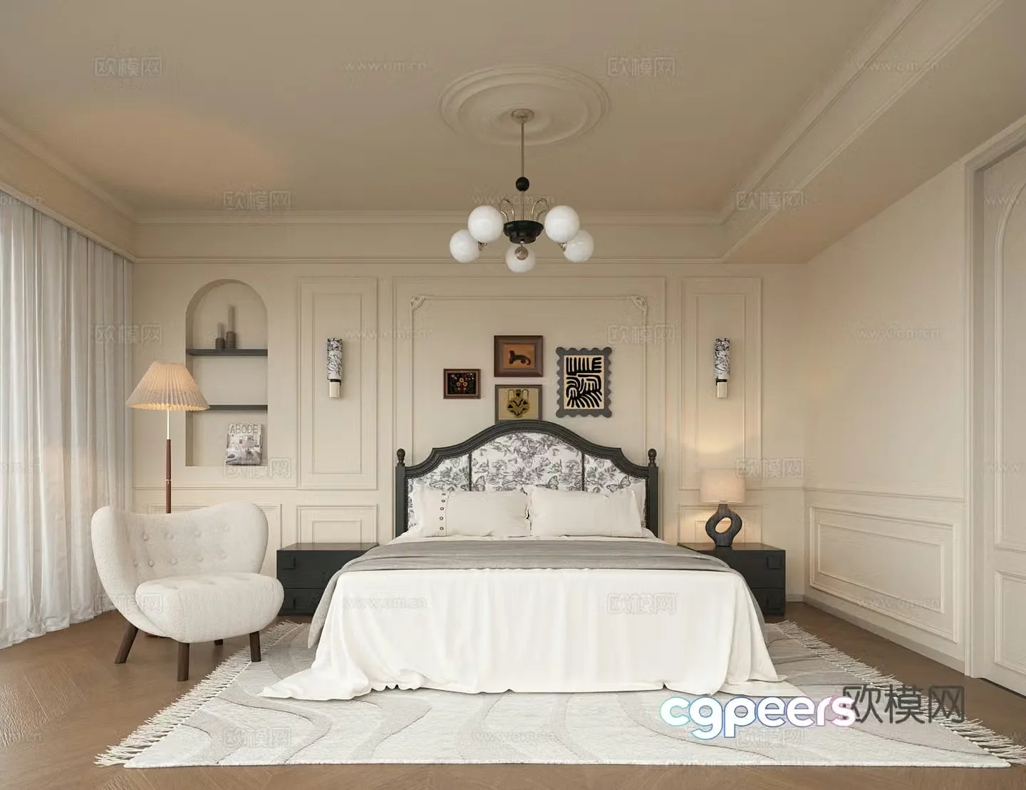 French home bedroom master bedroom 3d model
