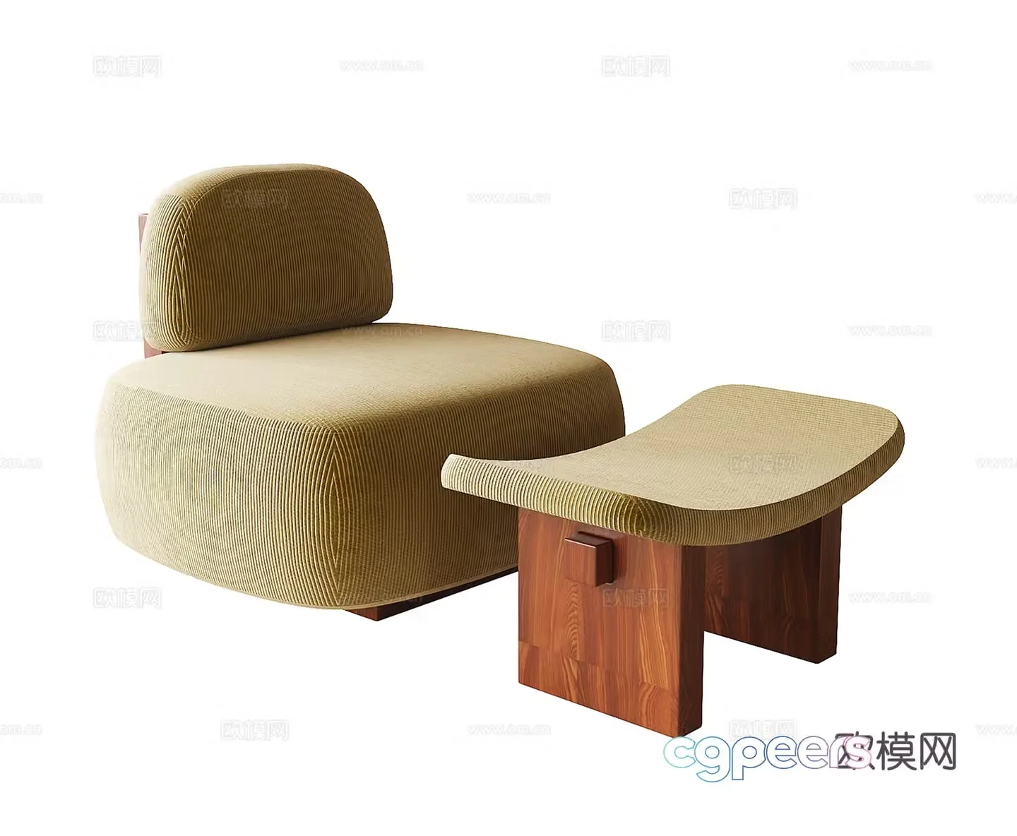 Modern casual chair Single sofa Single chair Foot stool 3d model