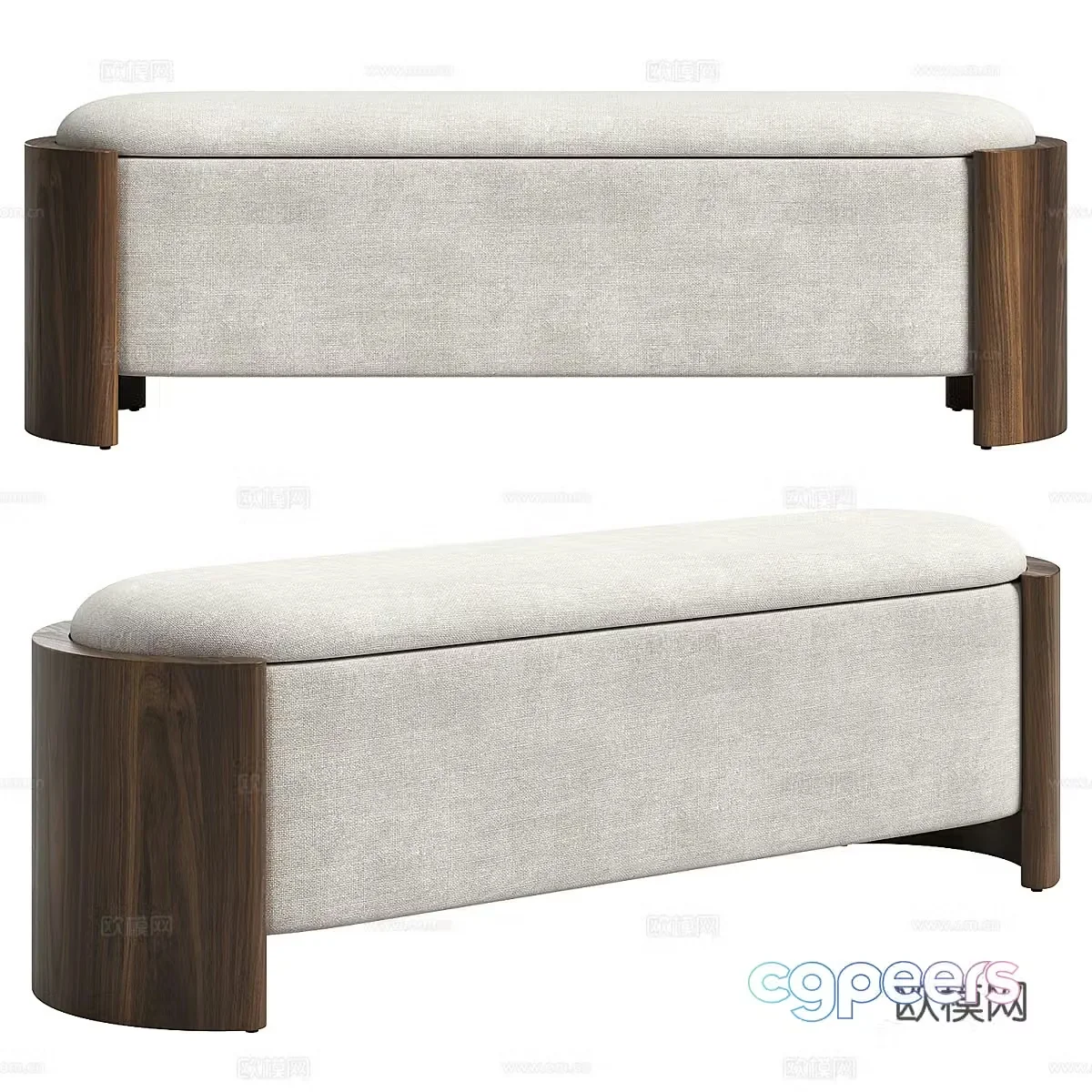 New Chinese bench tail stool shoe change stool 3D model