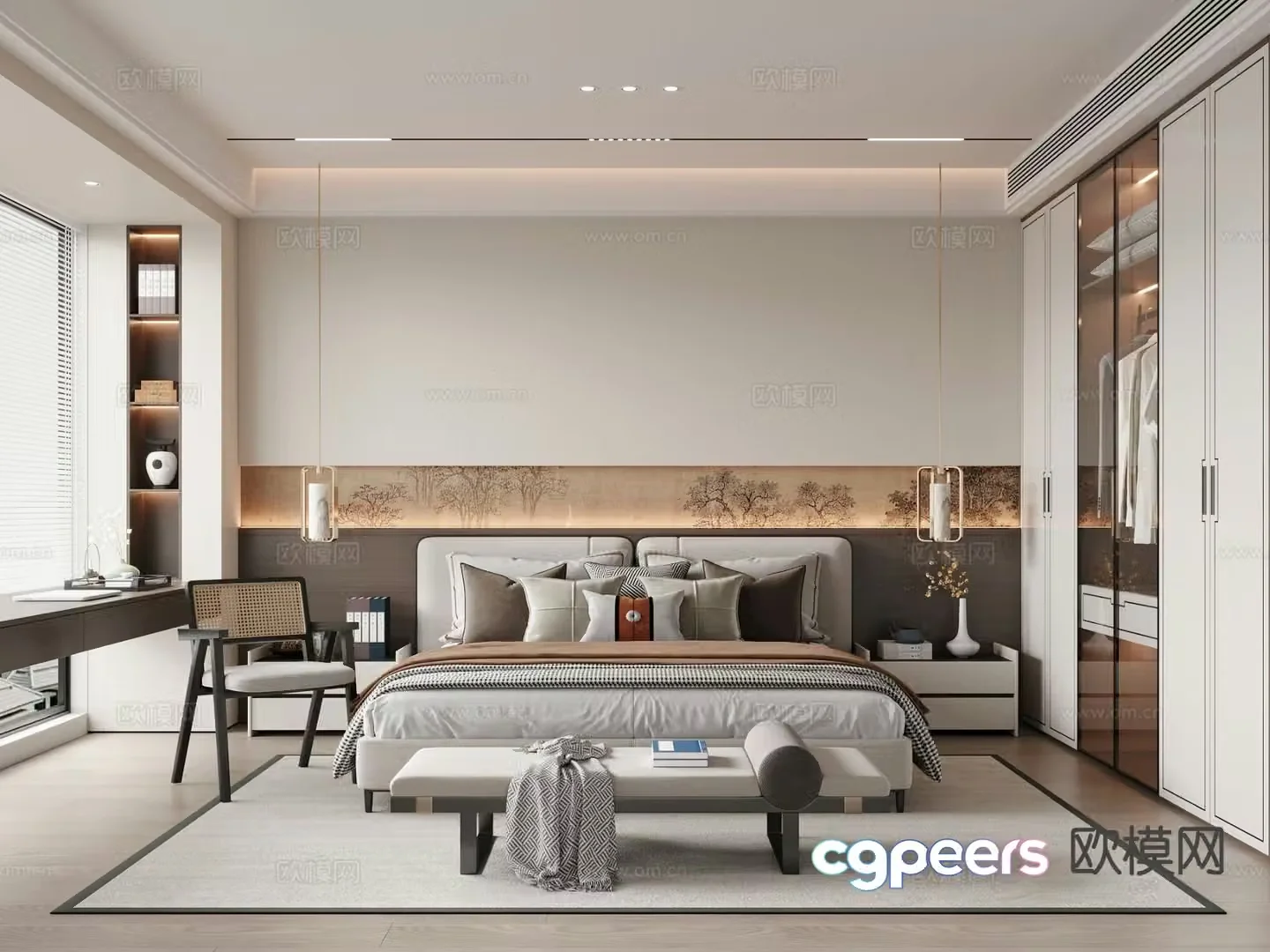New Chinese style bedroom master bedroom 3d model