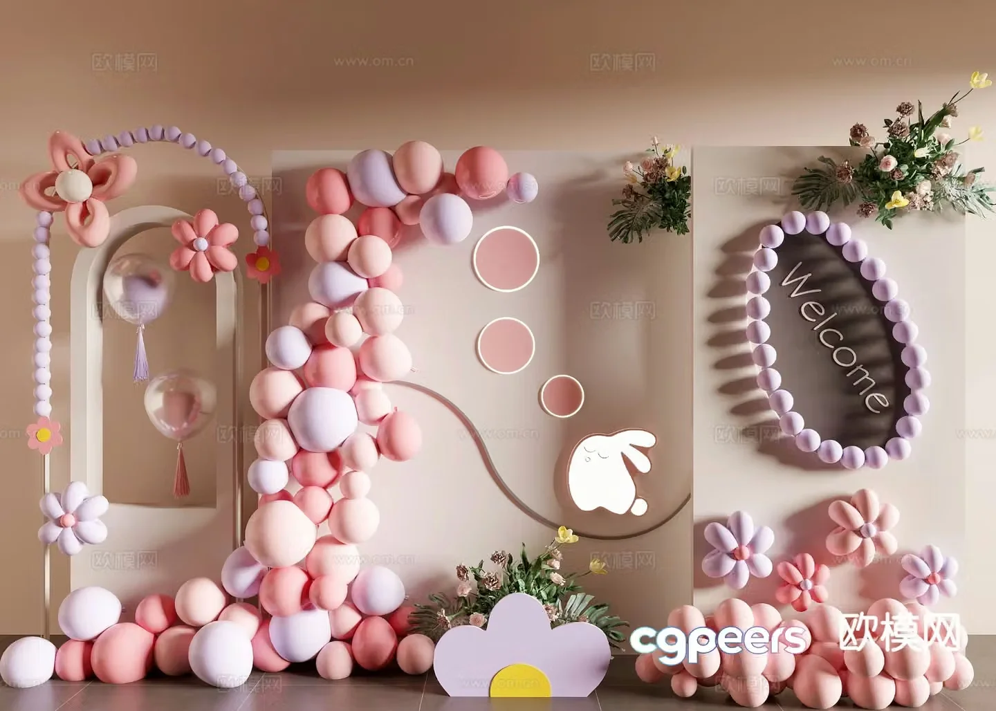 Balloon display photo wall check-in 3D model