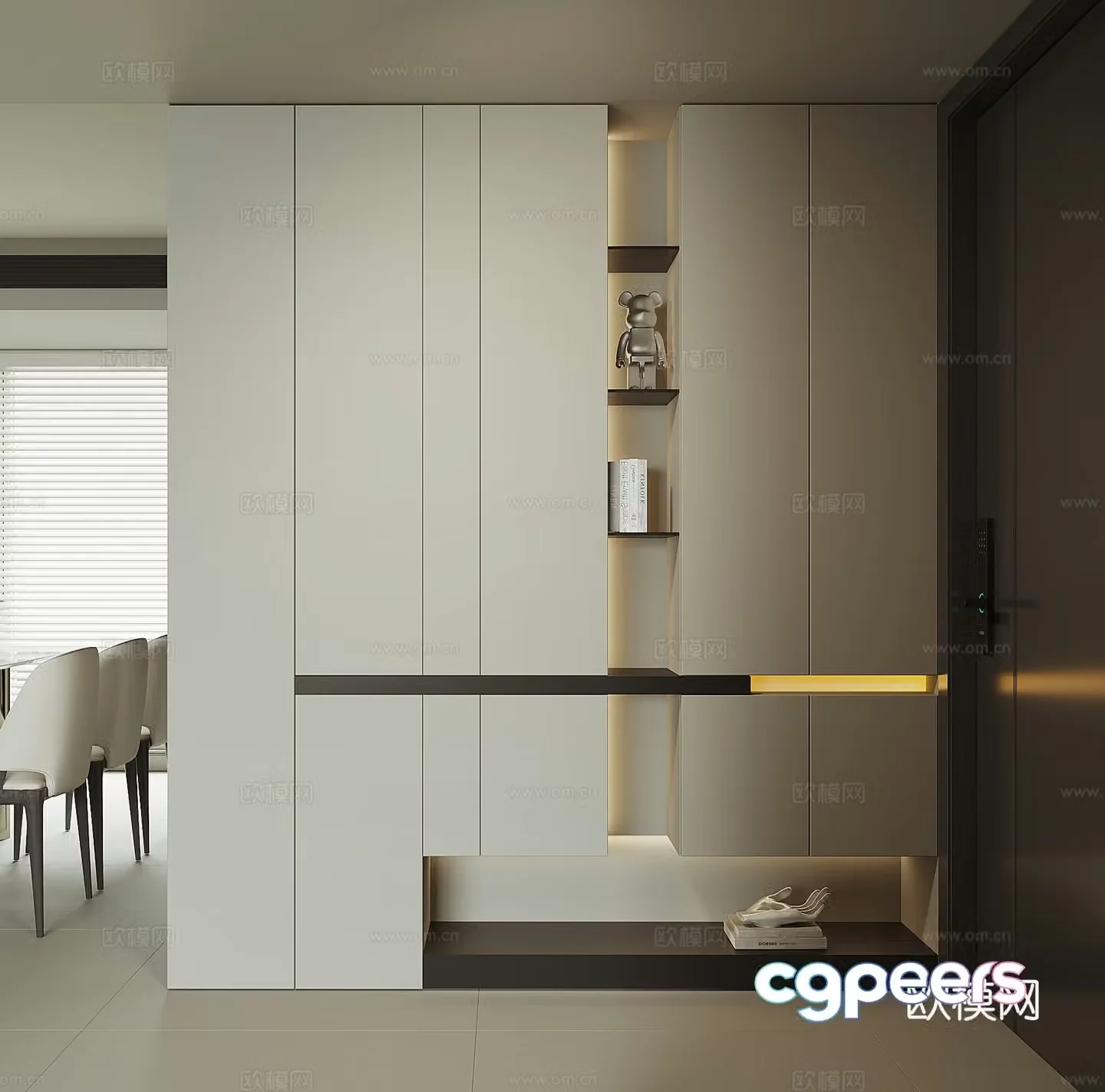 Modern home entrance shoe cabinet 3D model