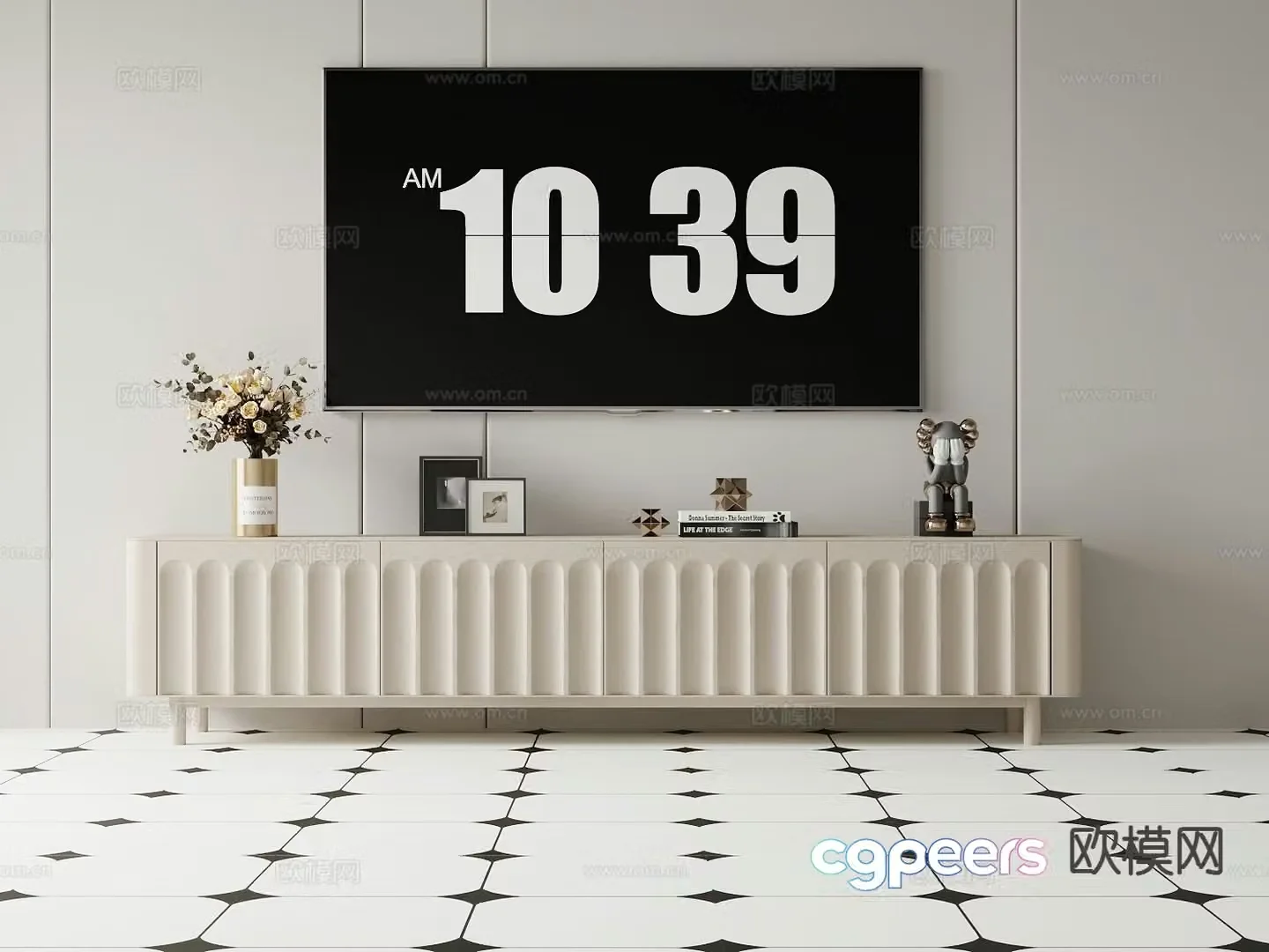 Cream style TV cabinet 3d model