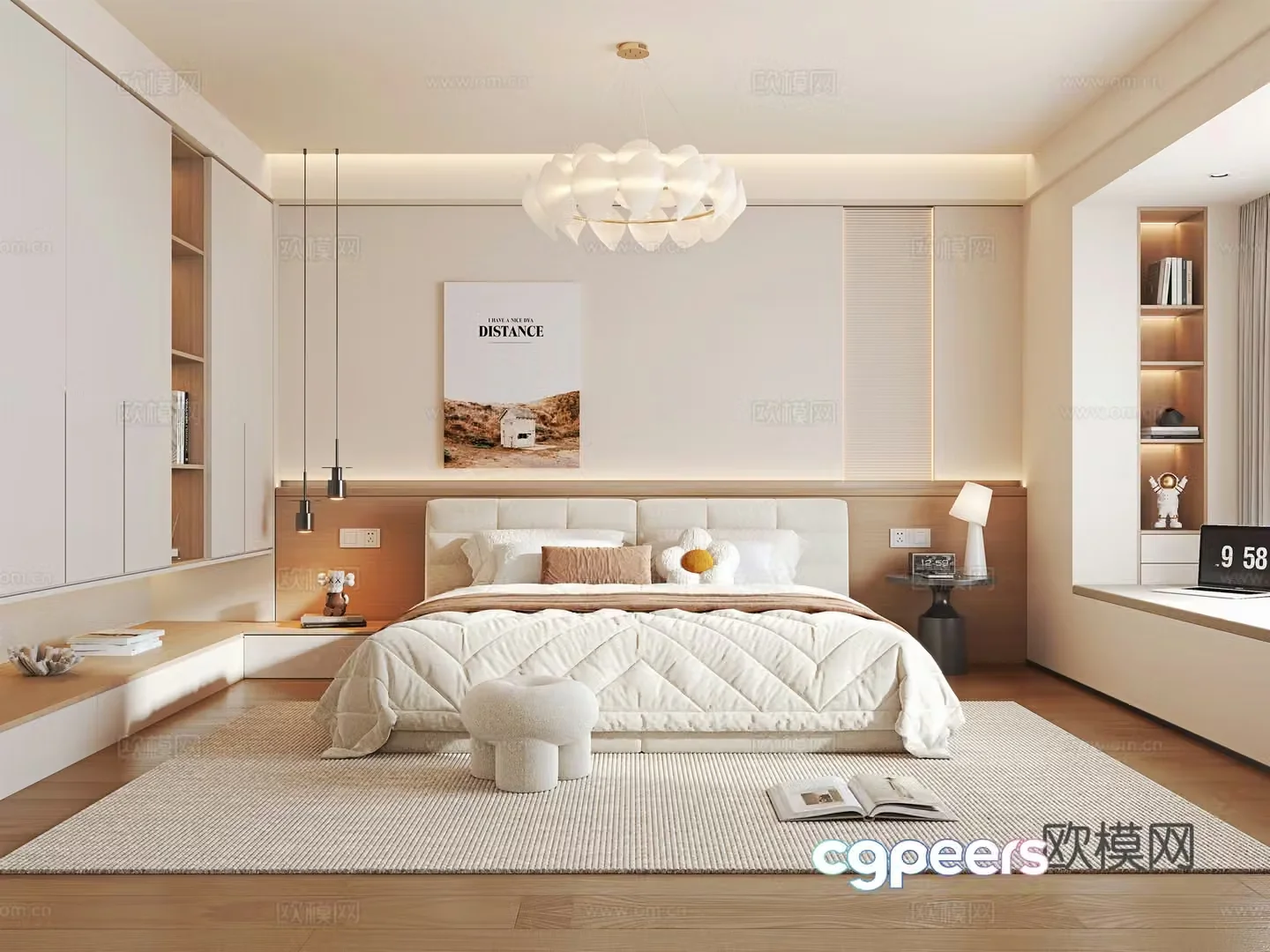 Creamy Bedroom Master Bedroom 3D Model