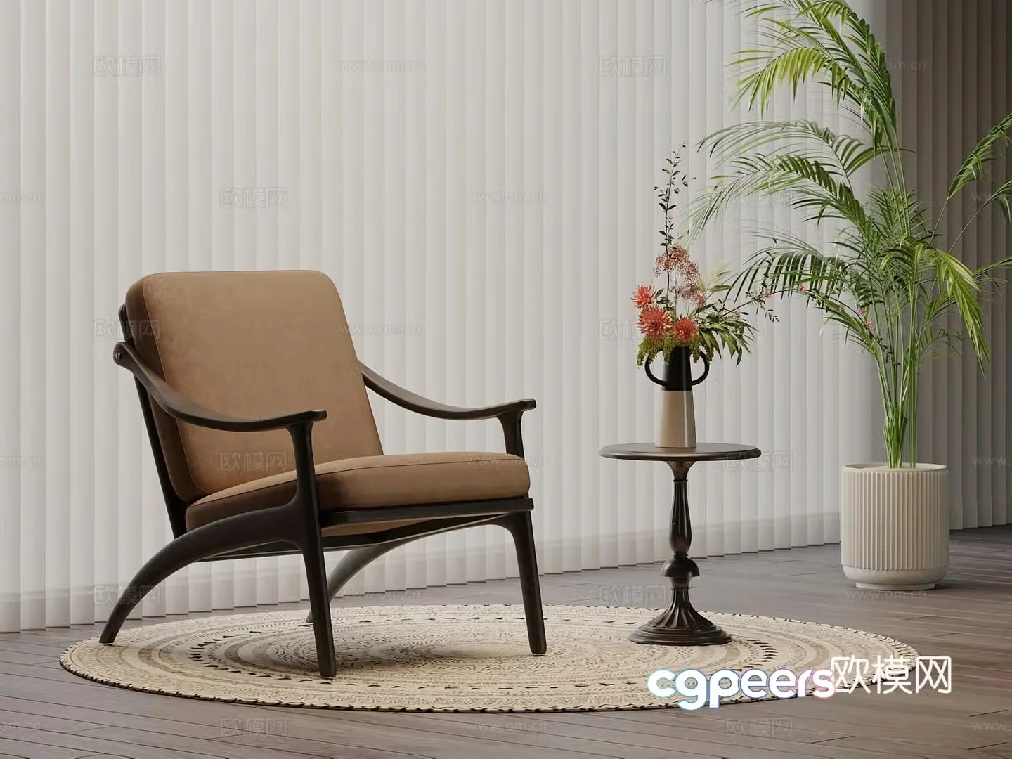 Wasabi Leisure Chair side table green plant potted plant 3D model
