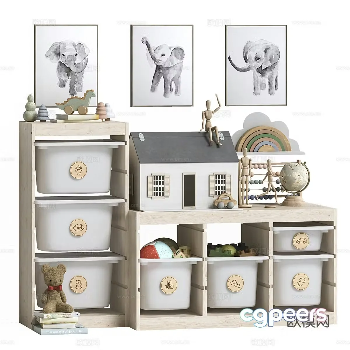 Modern children’s jewelry children’s furniture toy storage cabinet 3d model