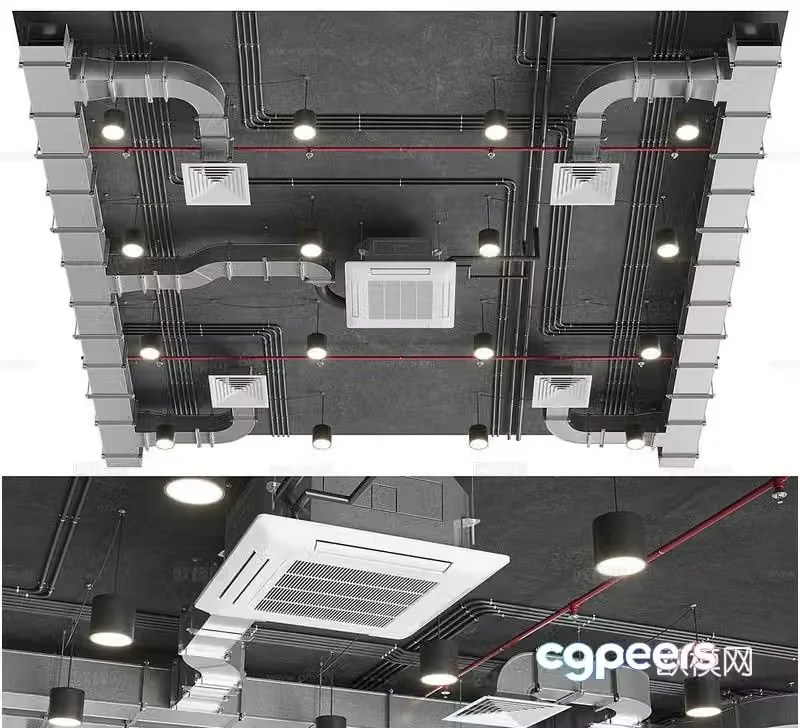 Industrial style ceiling pipe ceiling ceiling 3d model