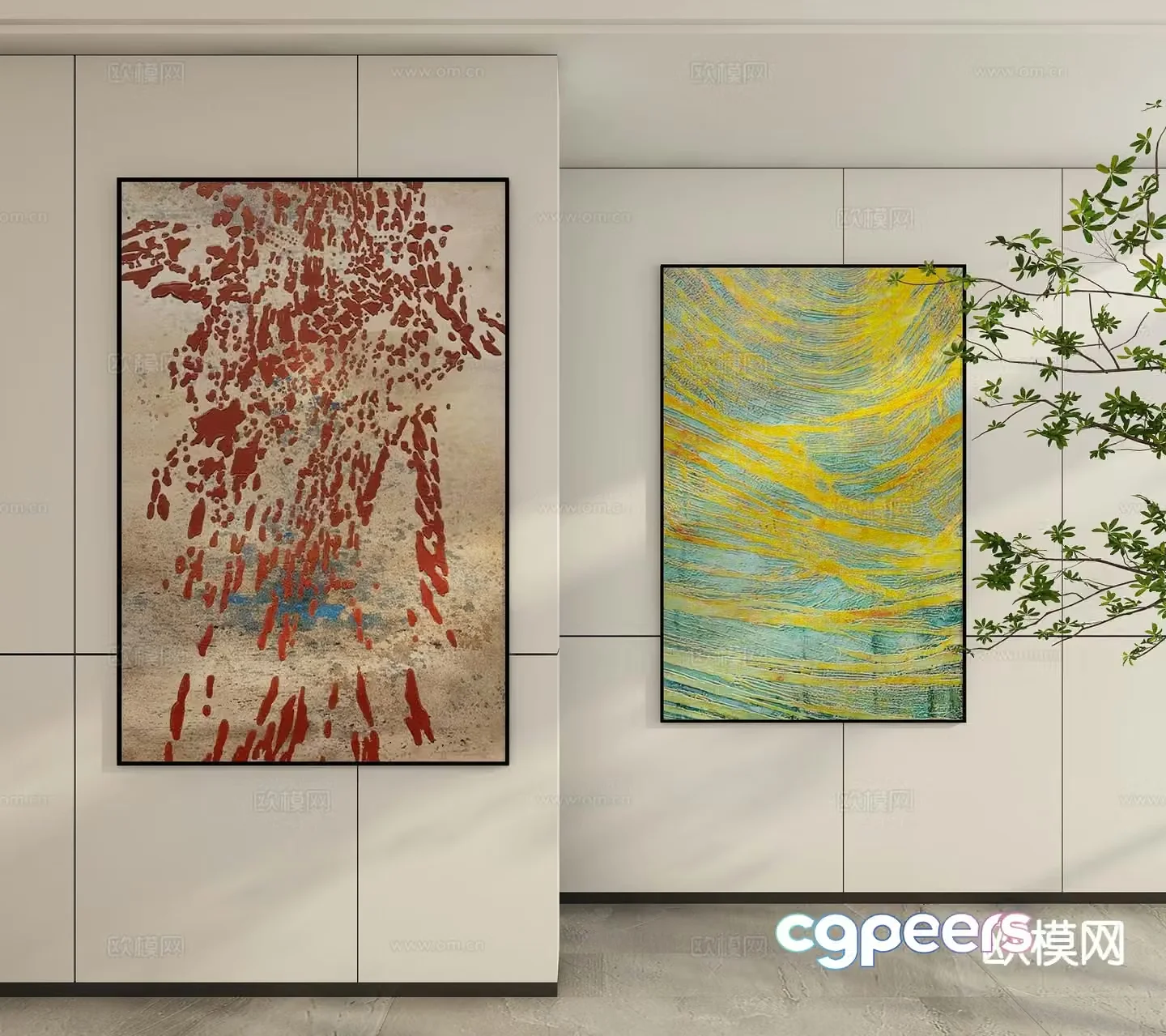 Modern art painting texture painting decorative painting 3d model