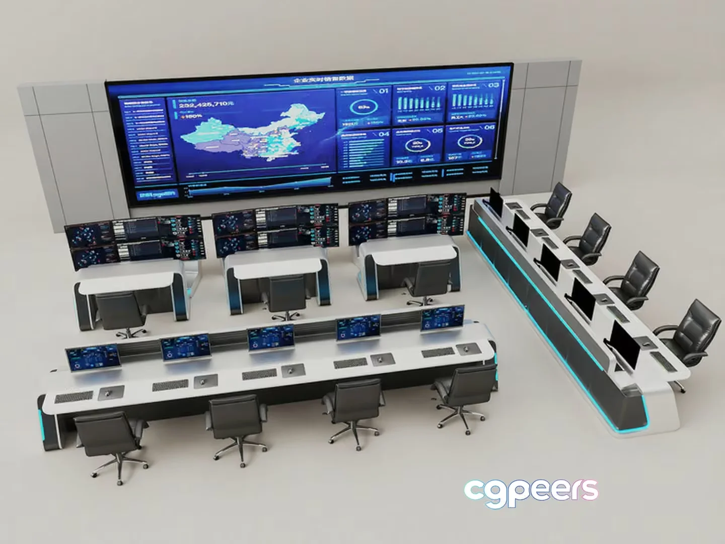 Modern Computer Room 3D Model – 22769 – VRAY Render