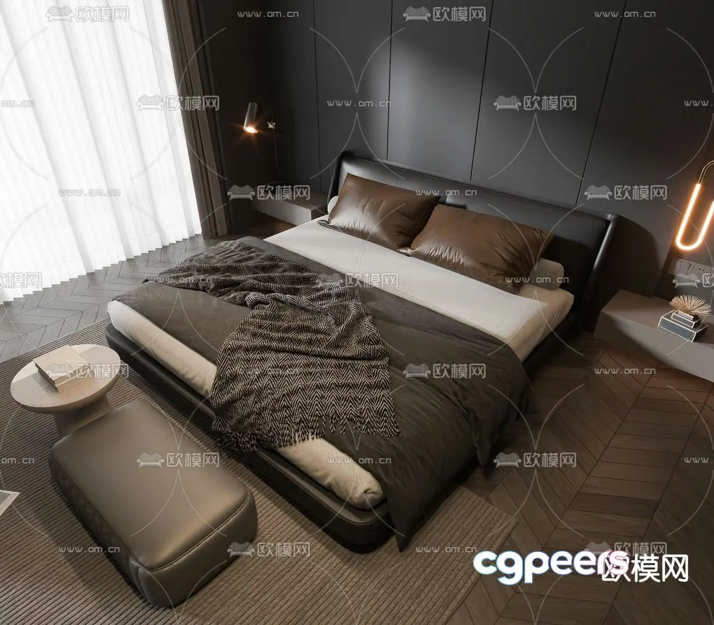 Modern double bed 3d model