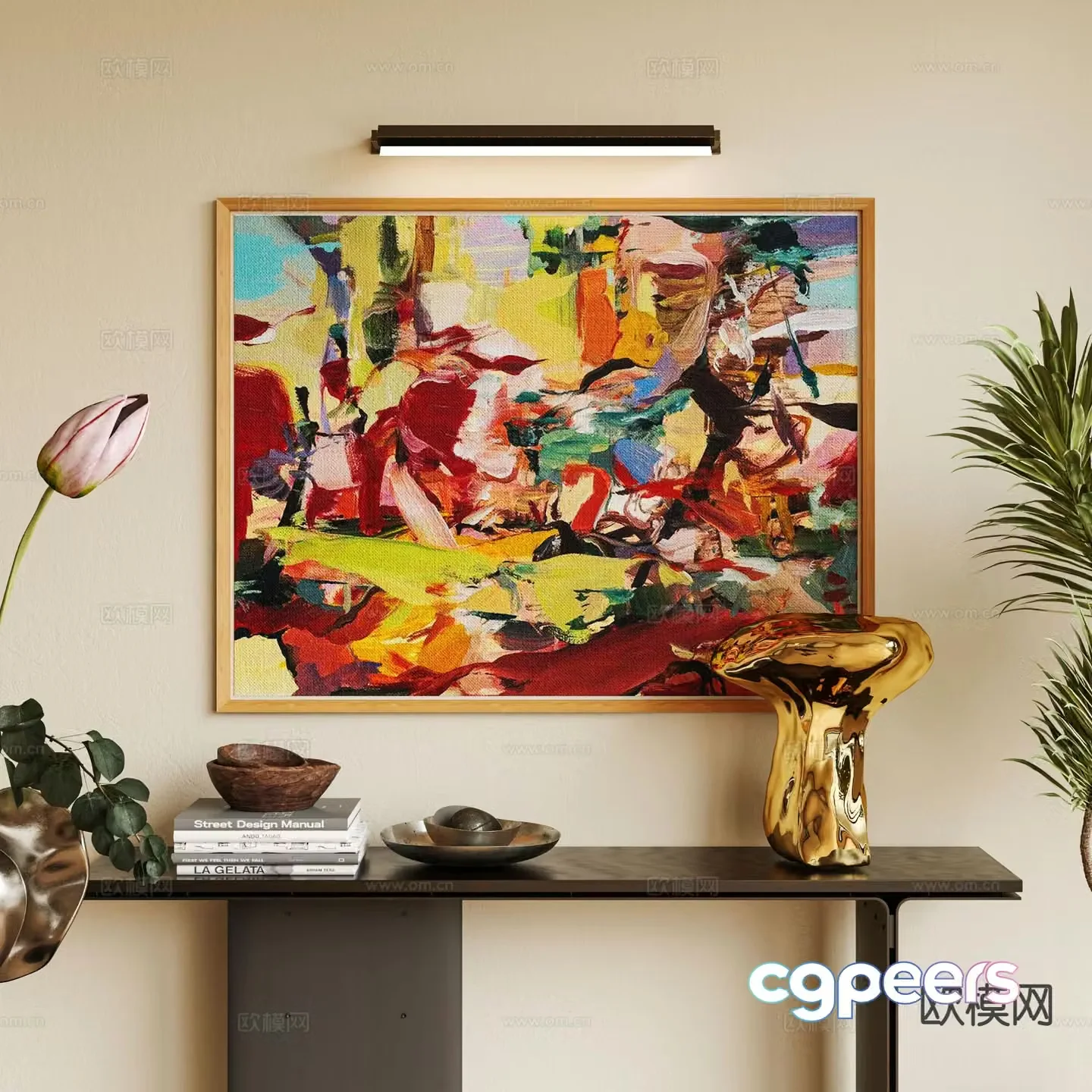 Wabi-sabi oil painting texture painting decorative painting 3d model
