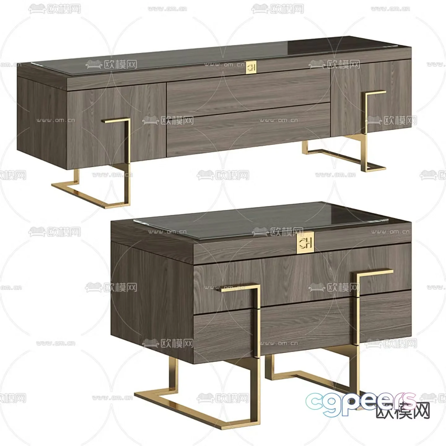 B&B italia TV cabinet bedside table 3d model