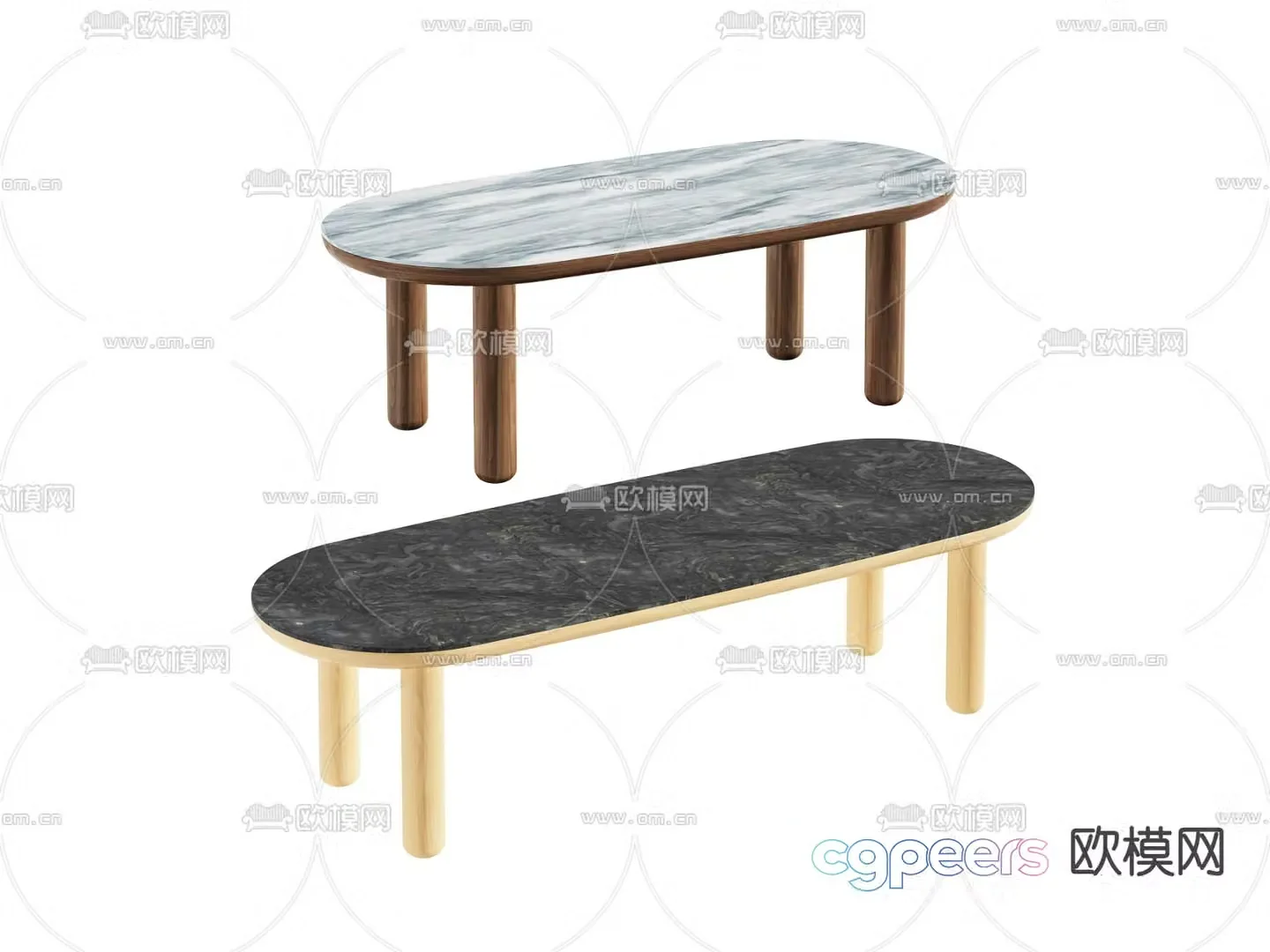 Modern dining table marble table 3d model