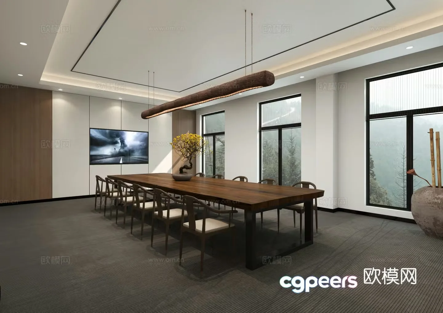 New Chinese style conference room 3d model