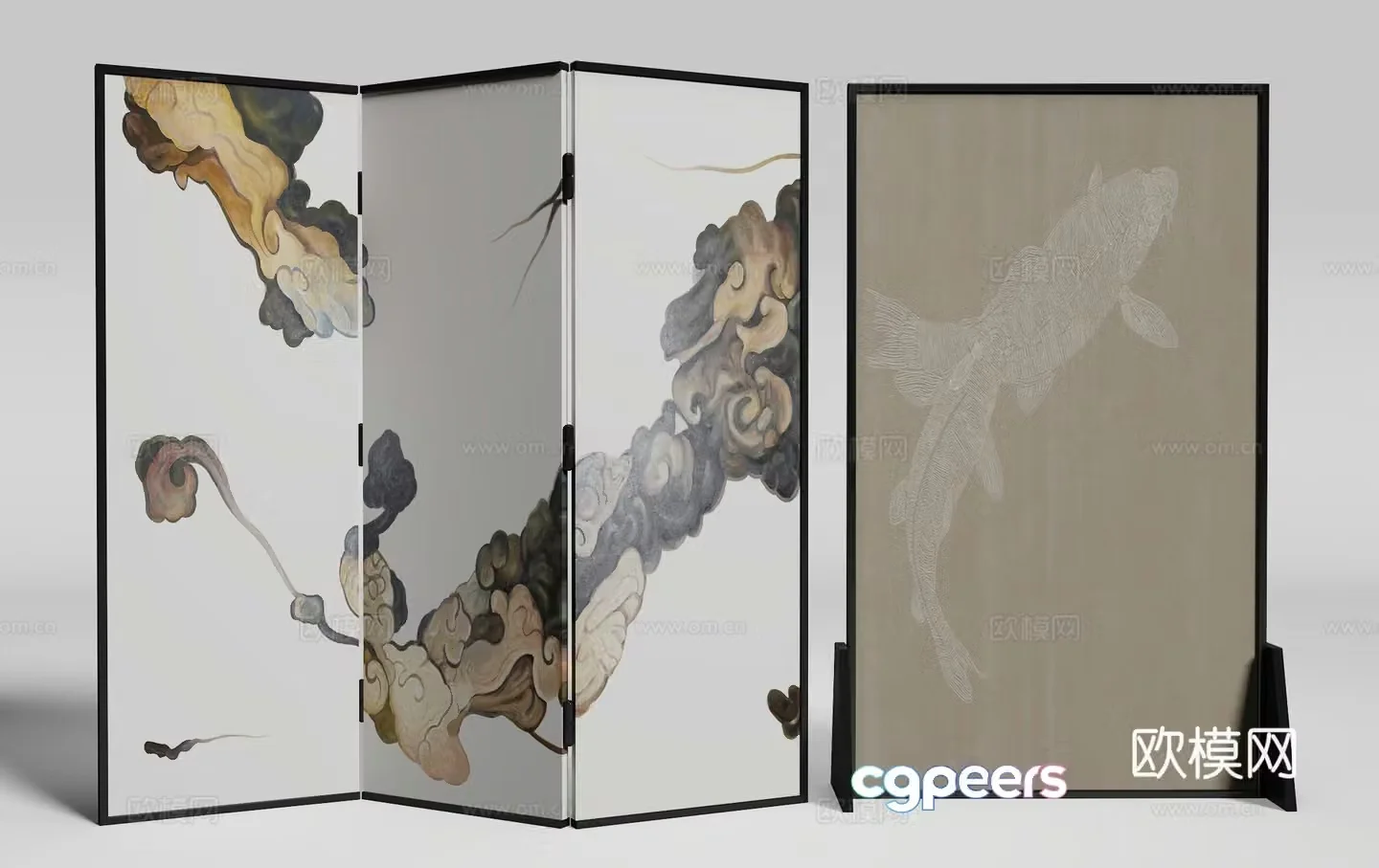 New Chinese screen 3D model