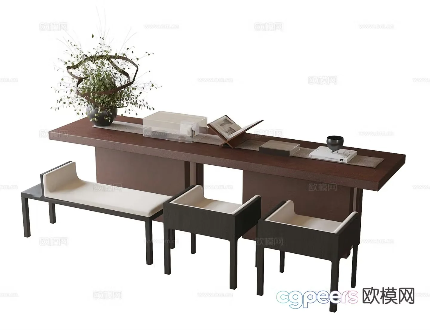 Modern sales office tea table and chairs 3d model