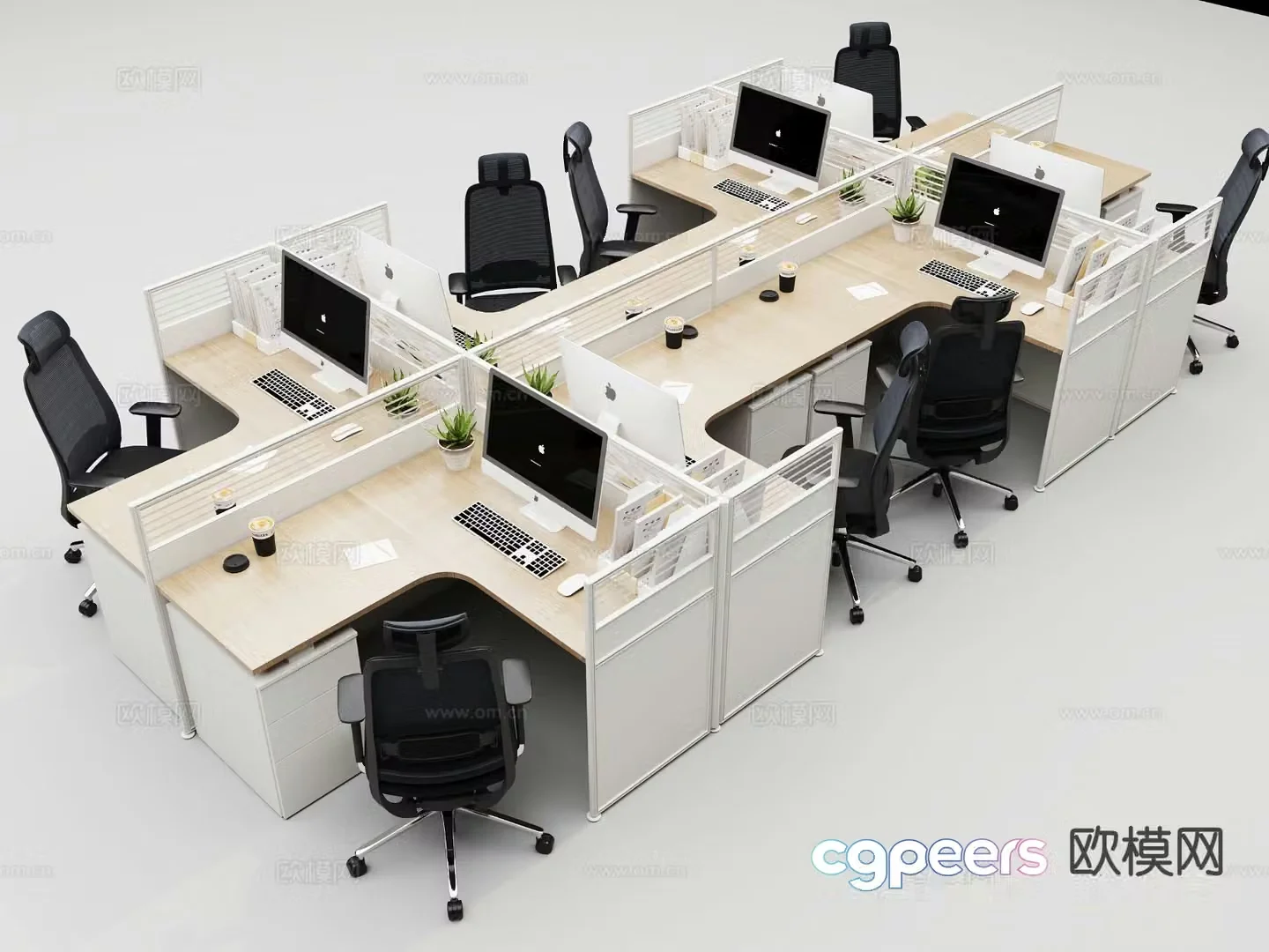 Card station desk 3D model