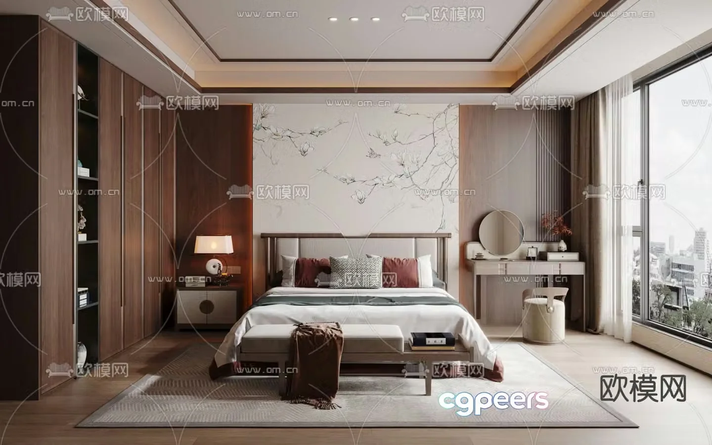New Chinese style bedroom master bedroom master room 3D model