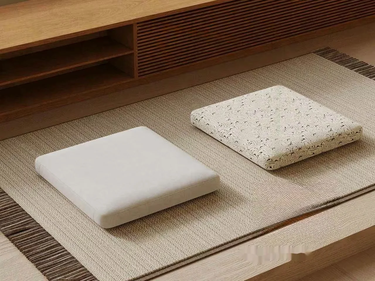 Two Japanese-Style Cushions On A Mat 3D Model – 1215 – VRAY Render