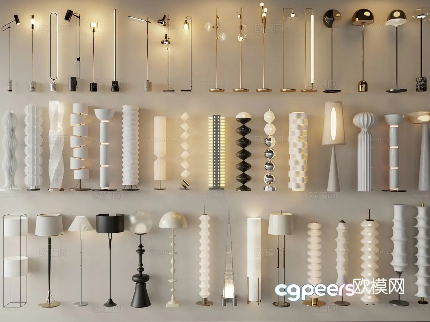 Modern creamy floor lamp 3d model