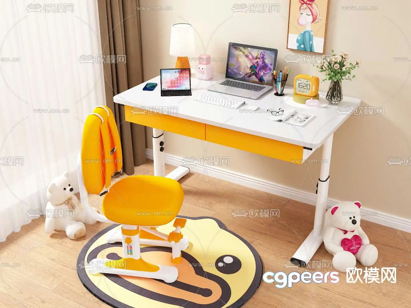 Children’s study table 3d model