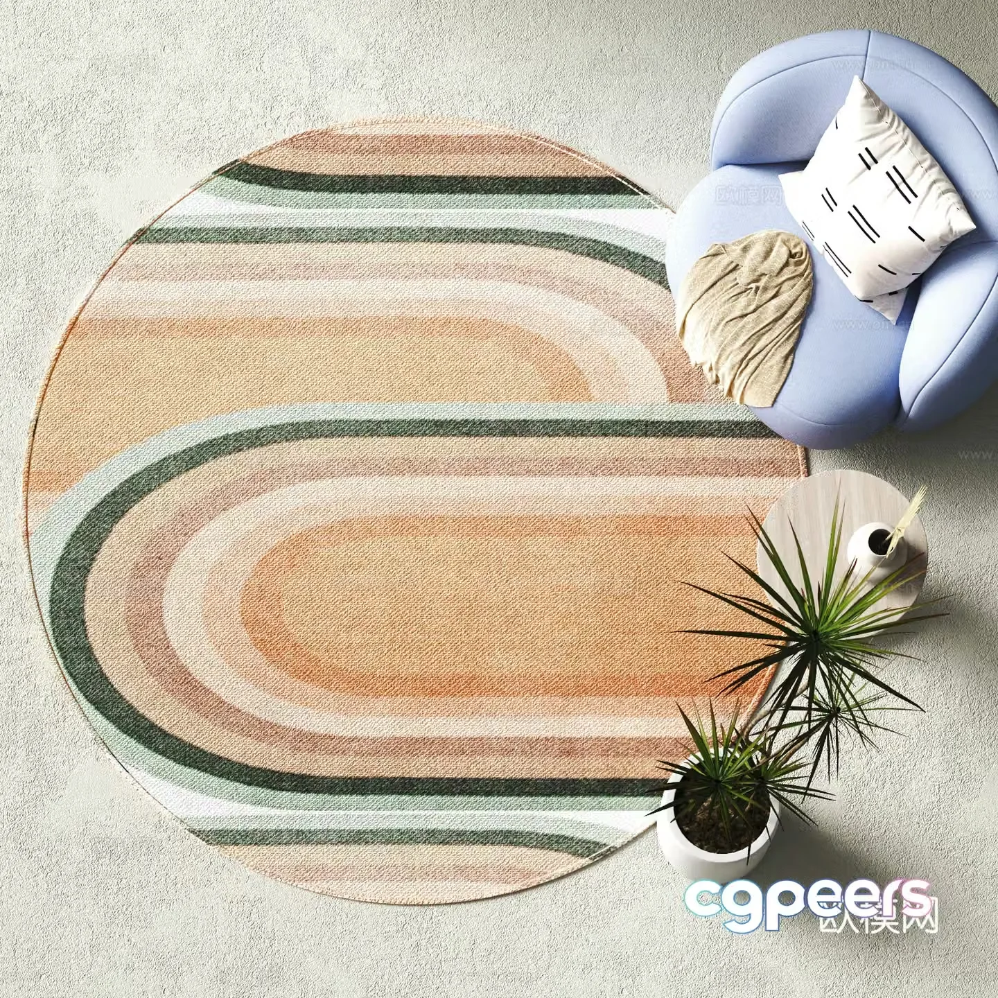 Modern round carpet 3d model