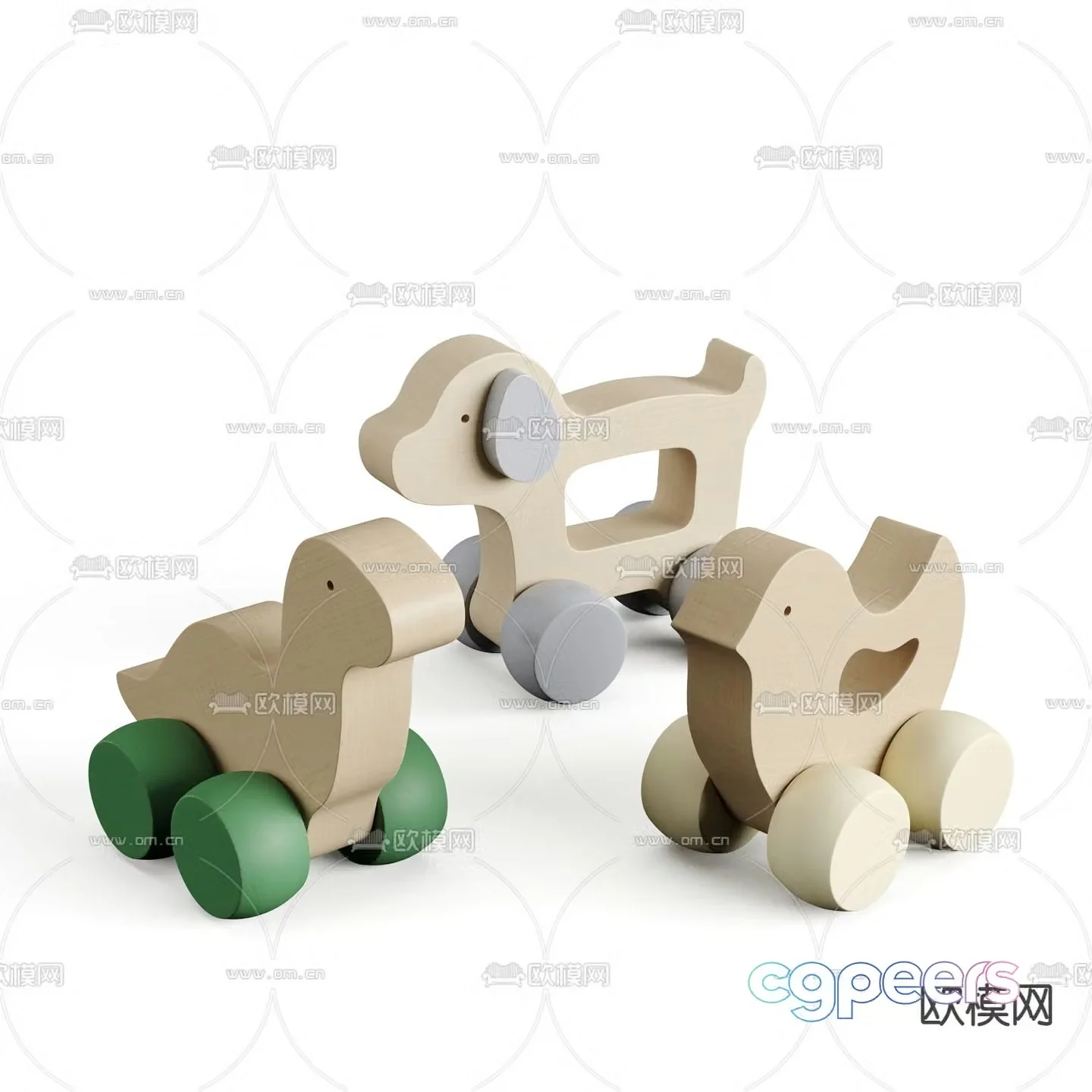 Modern solid wood toy animal 3d model