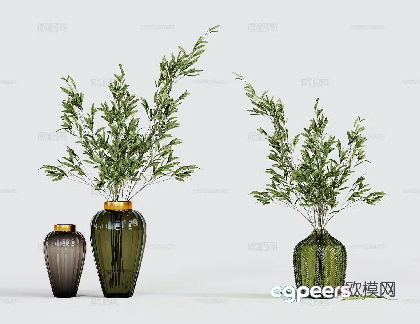 Modern vase flowers floral ornaments glass vase 3d model