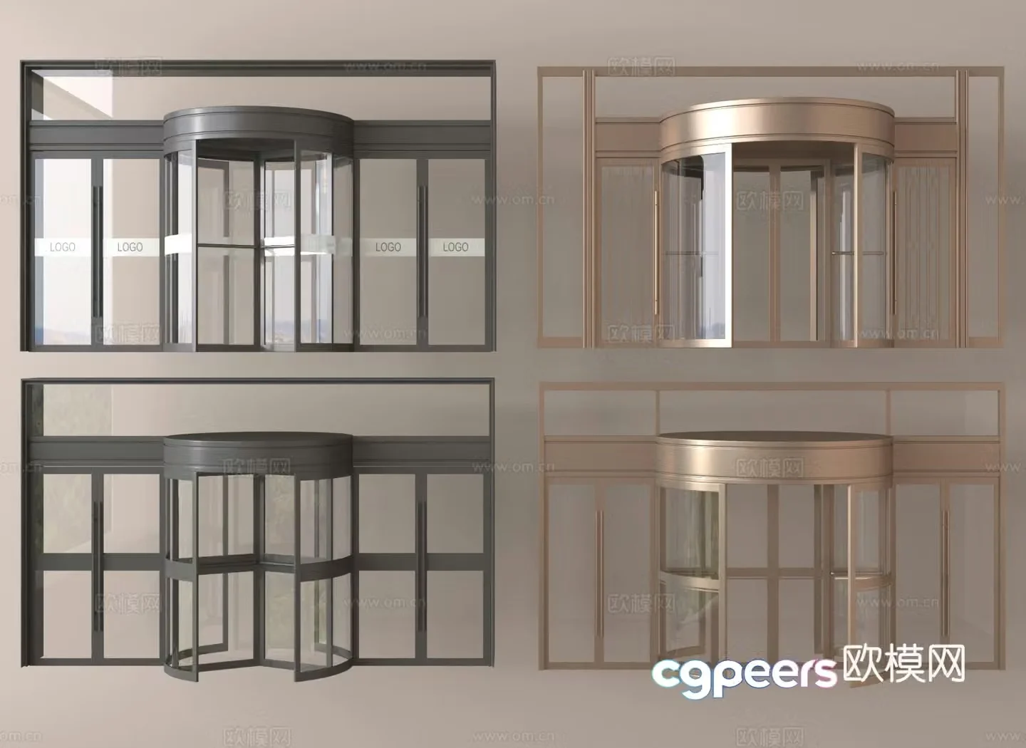 Automatic revolving door sensor door hotel door 3d model