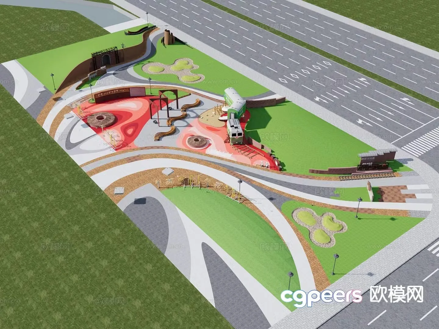 pocket park garden landscape 3d model