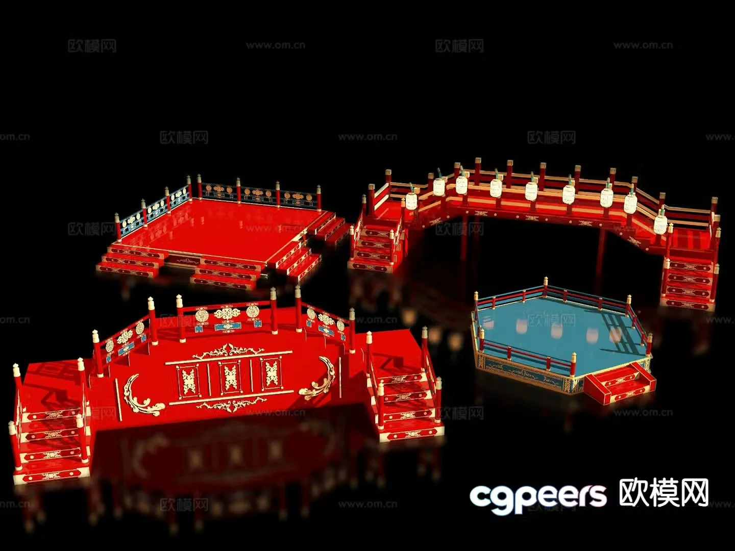 New Chinese style stage presentation ancient style film and television props 3D model