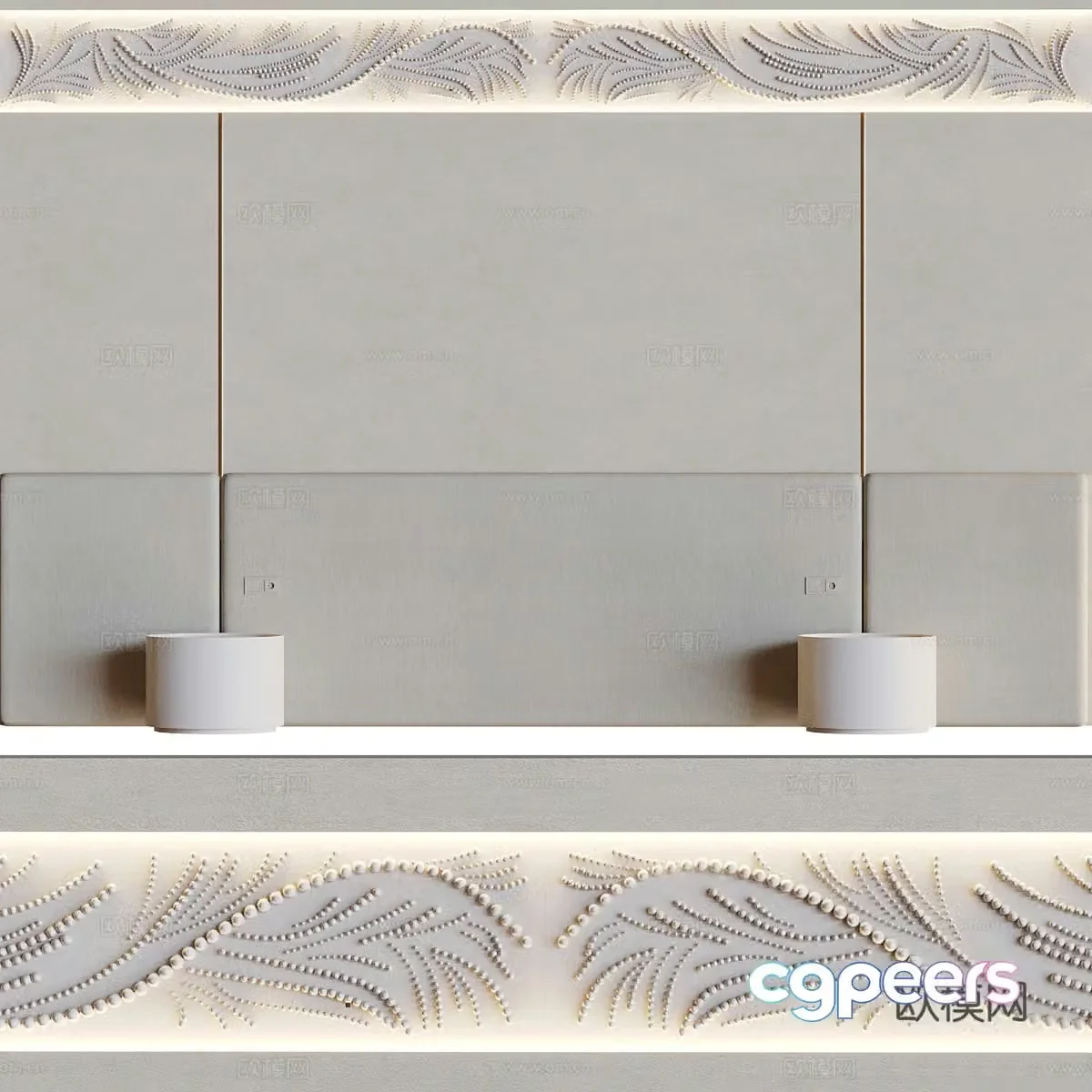 New Chinese style bedside background wall 3D model