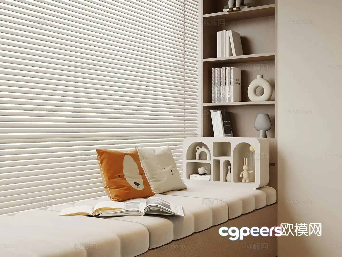 Bay window cushion cushion pillow 3d model