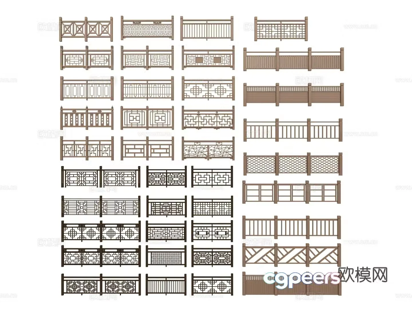 Chinese railing 3D model