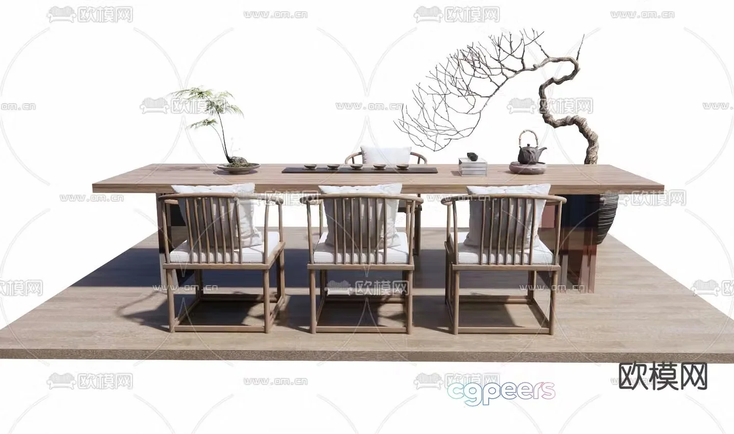 New Chinese style tea table tea table 3d model