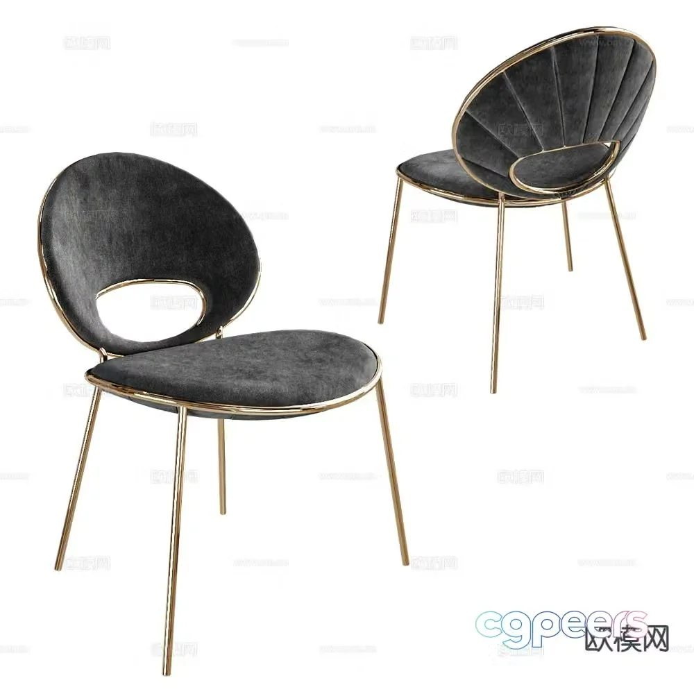 ALMA Italian light luxury chair dining chair 3D model