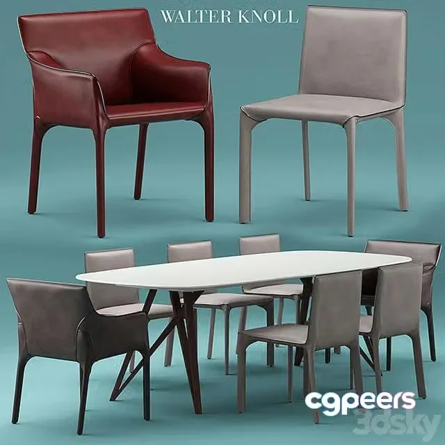 3ds Max Free – Table and chairs walterknoll Saddle Chair